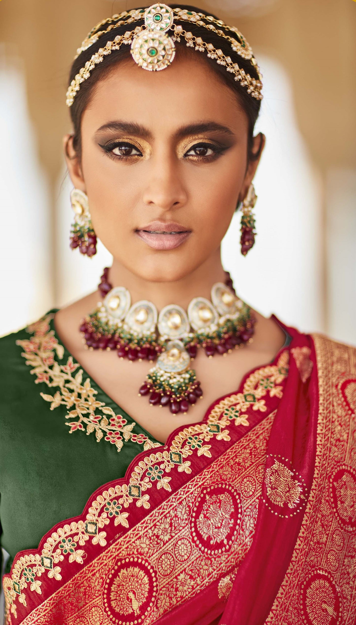 Bridal Red Banarasi Silk Saree With Designer Blouse