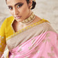 Rose Pink Banarasi Silk Saree With Designer Blouse