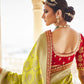 Lime Green Banarasi Silk Saree With Designer Blouse