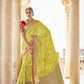 Lime Green Banarasi Silk Saree With Designer Blouse