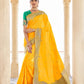 Turmeric Yellow Banarasi Silk Saree With Designer Blouse