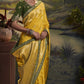 Mustard Yellow Banarasi Silk Saree With Designer Blouse