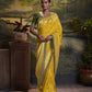 Mustard Yellow Banarasi Silk Saree With Designer Blouse