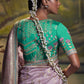 Lavendar Purple Banarasi Silk Saree With Designer Blouse