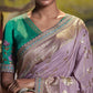 Lavendar Purple Banarasi Silk Saree With Designer Blouse