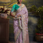 Lavendar Purple Banarasi Silk Saree With Designer Blouse