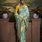 Sky Blue Banarasi Silk Saree With Designer Blouse