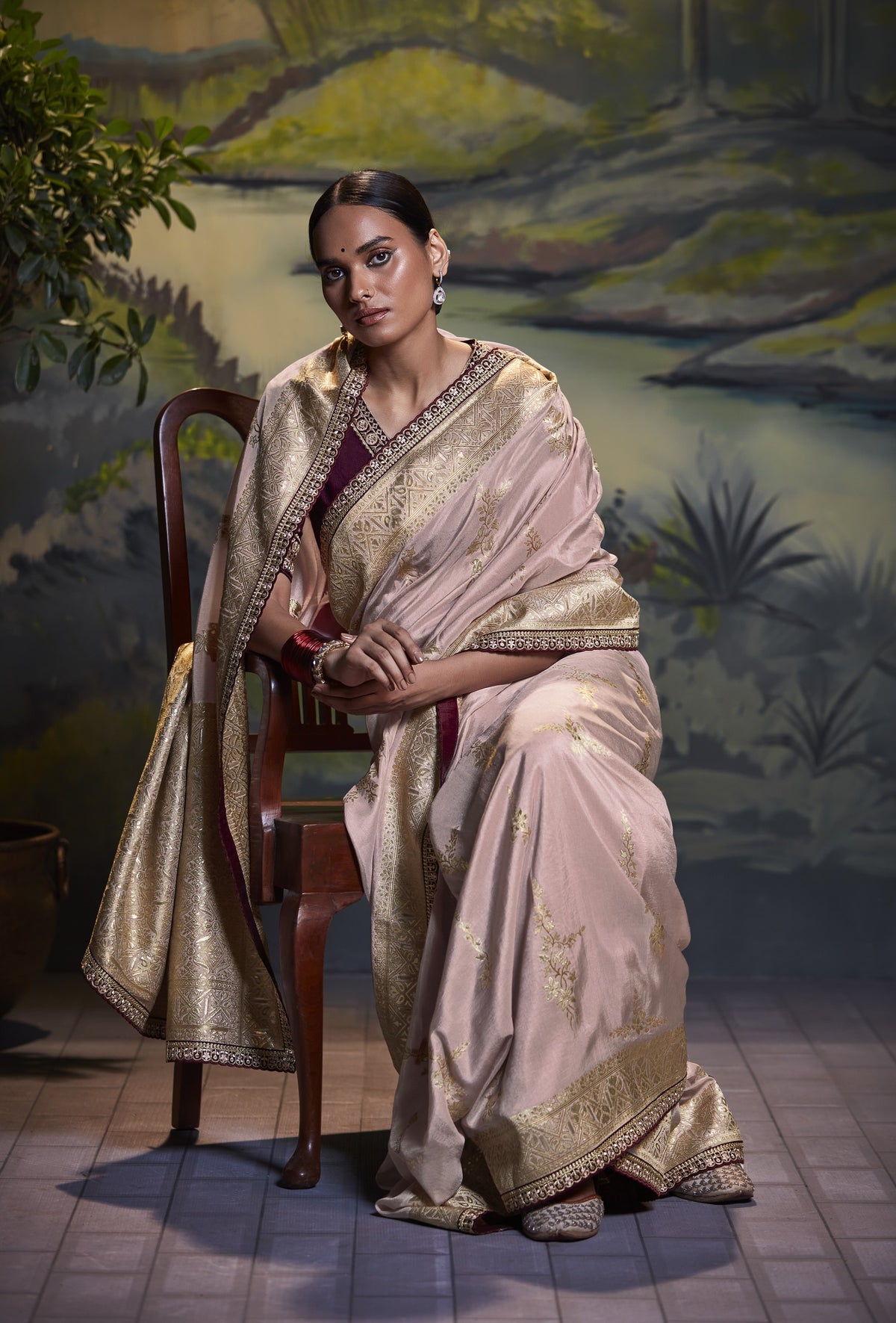 Light Lavendar Banarasi Silk Saree With Designer Blouse
