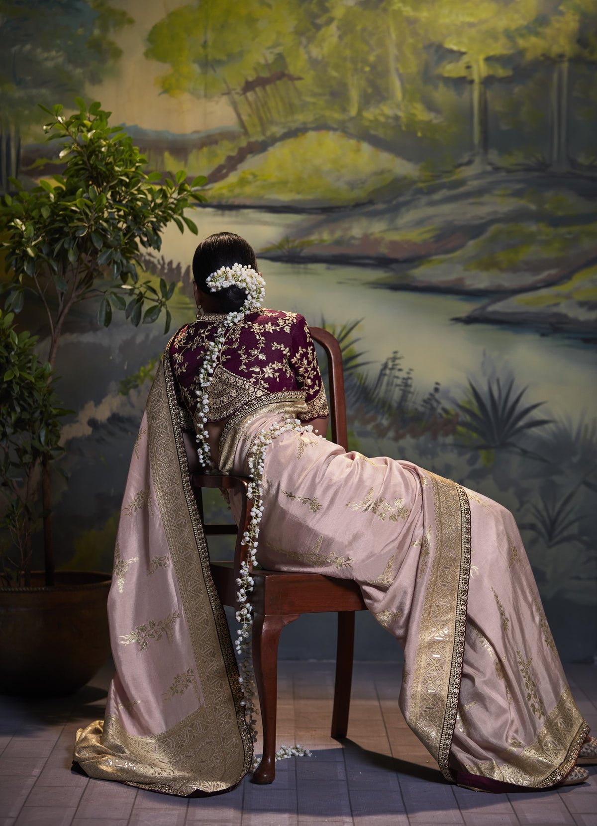 Light Lavendar Banarasi Silk Saree With Designer Blouse