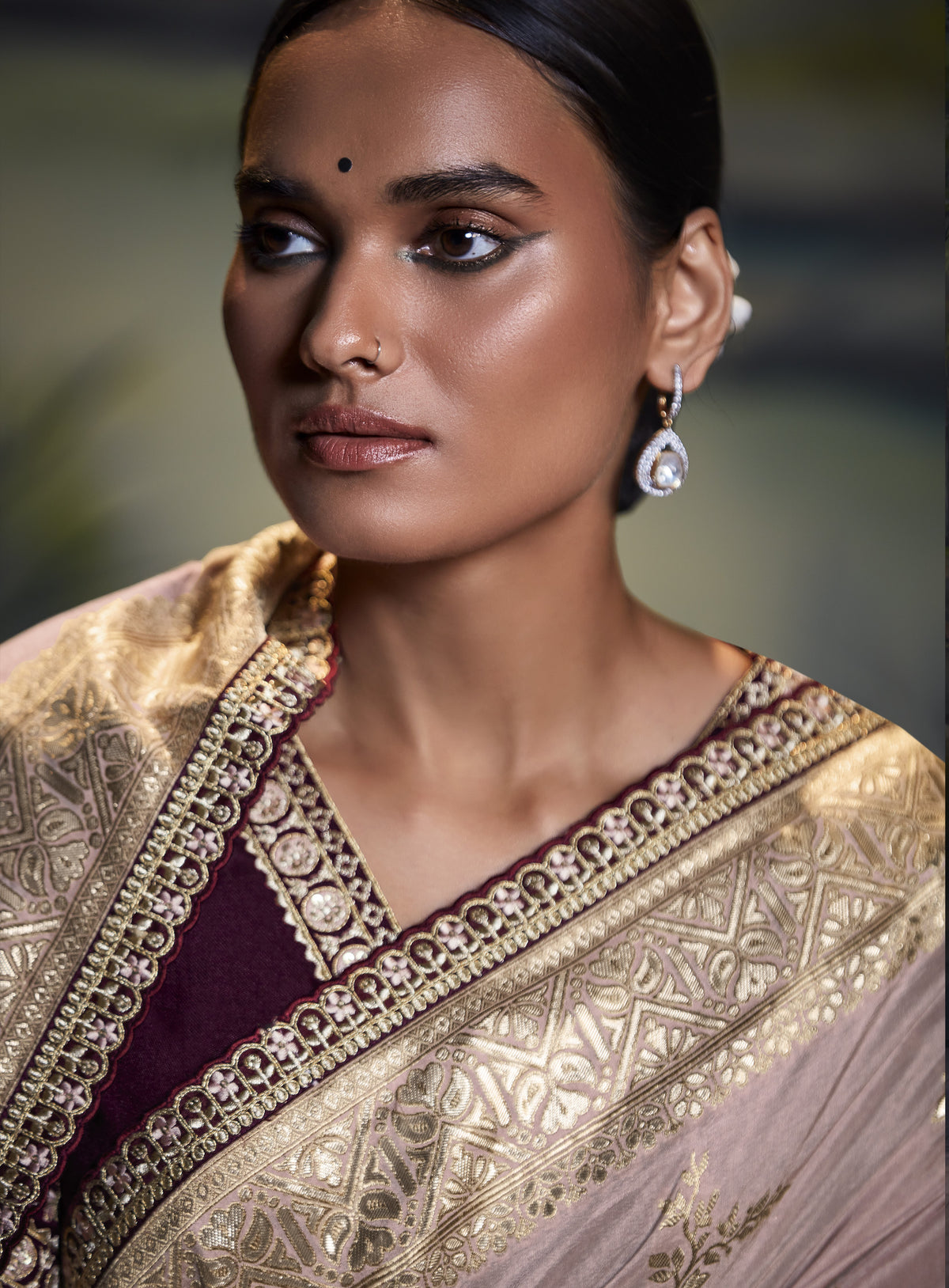 Light Lavendar Banarasi Silk Saree With Designer Blouse