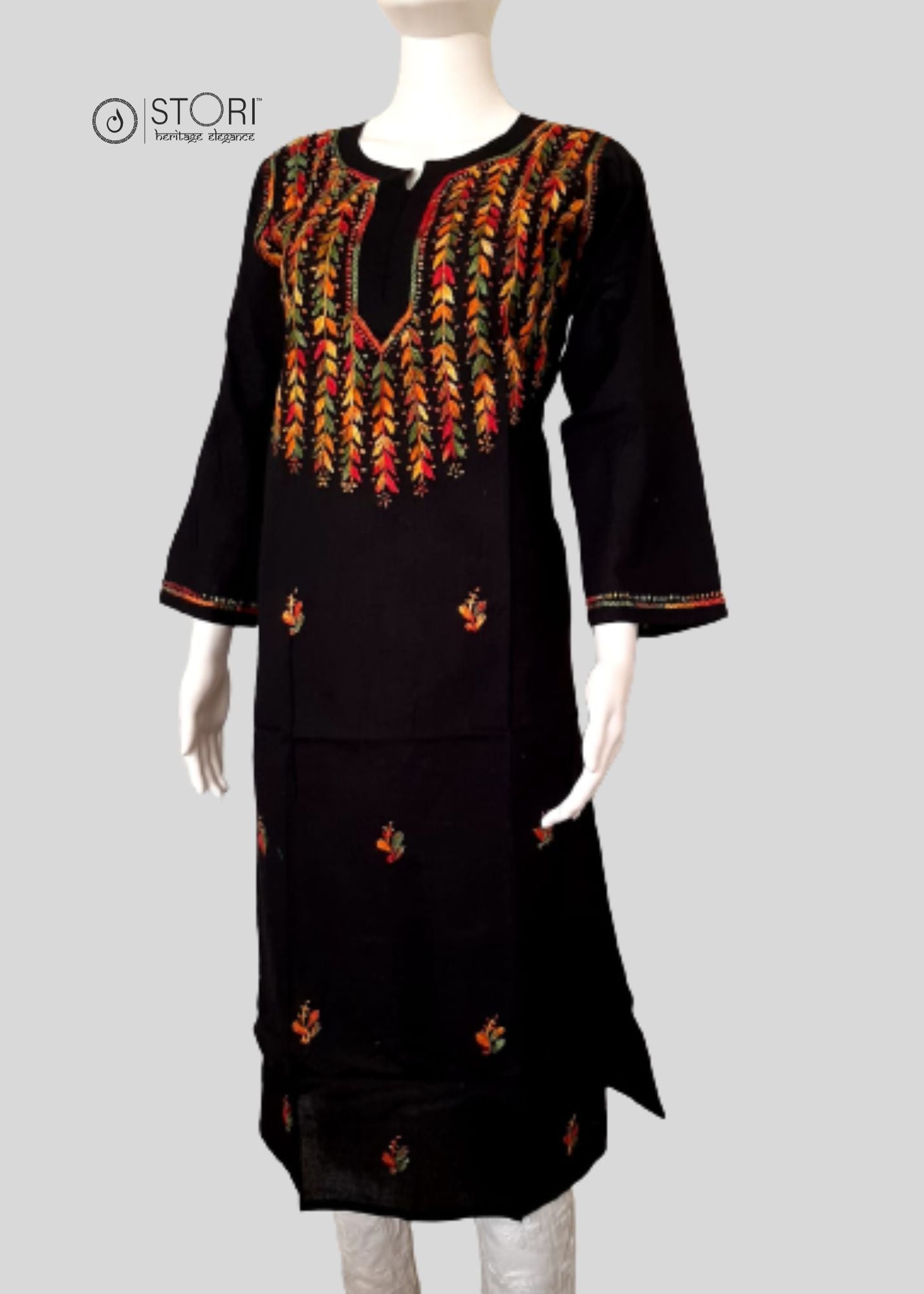 Nihaar Black Pure Cotton Multithread Chikankari Kurti