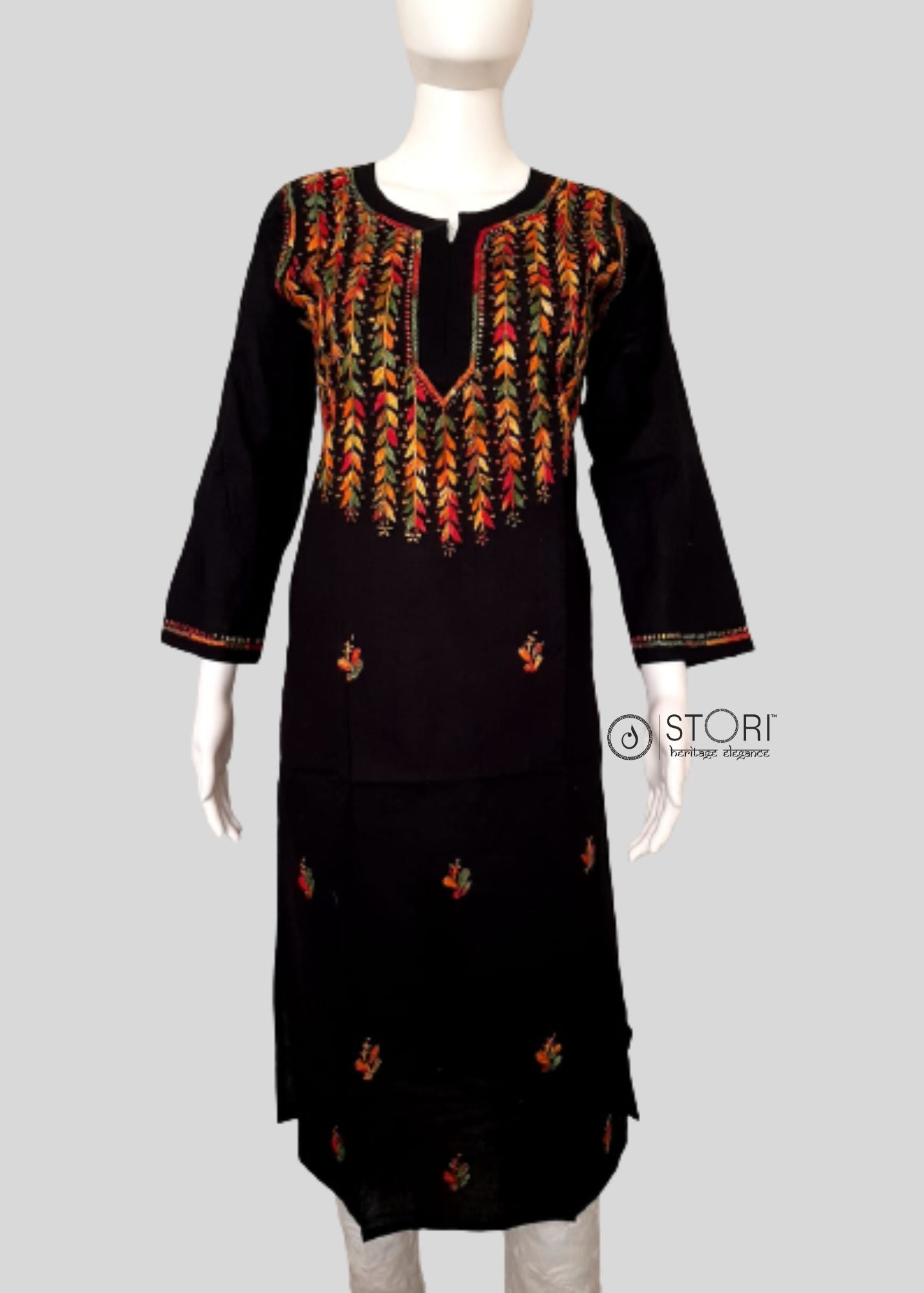 Nihaar Black Pure Cotton Multithread Chikankari Kurti