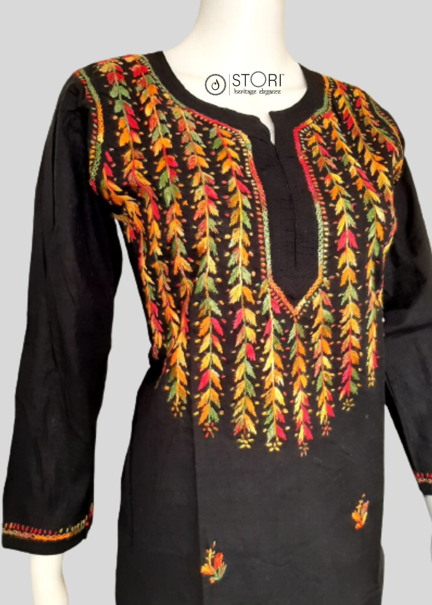 Nihaar Black Pure Cotton Multithread Chikankari Kurti