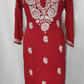 Zaarah Deep Red Handcrafted Soft Modal Cotton Chikankari Kurti