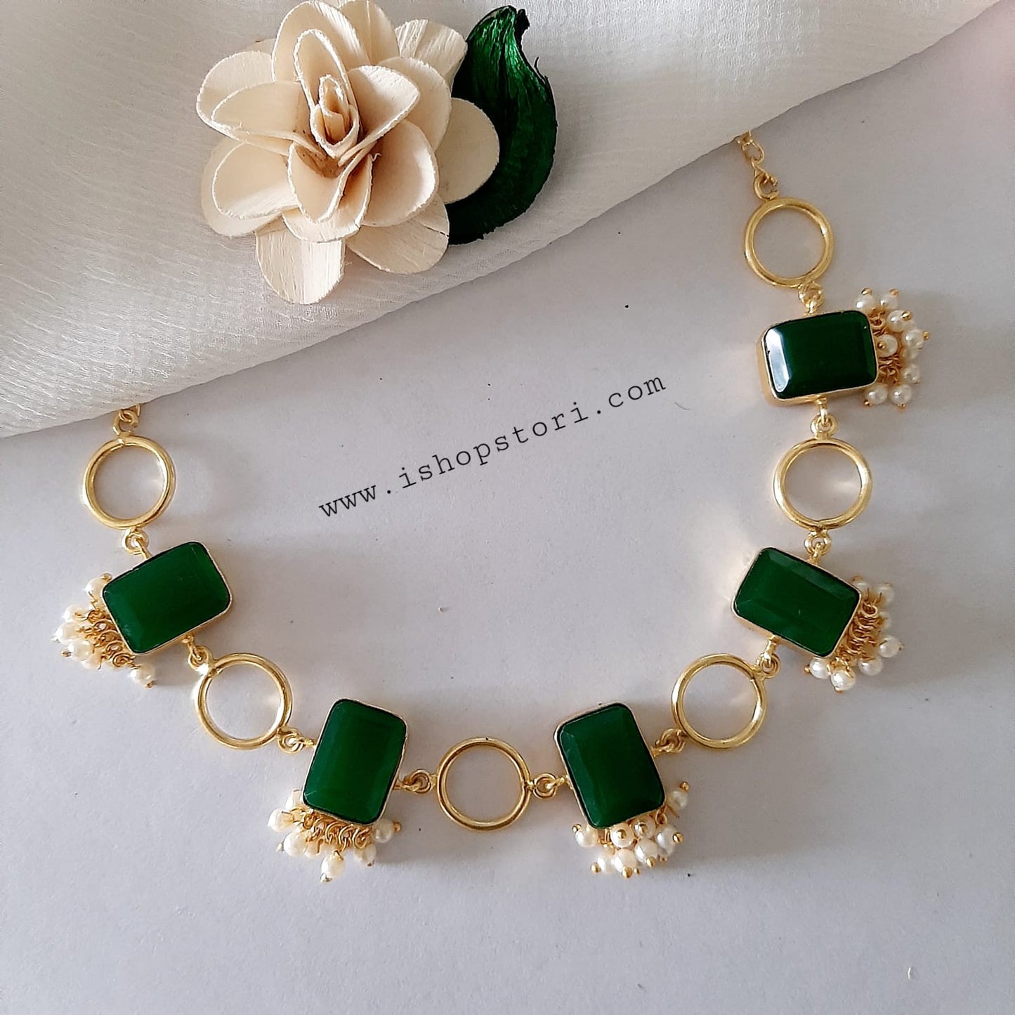 Sindhuja Stone & Hoop Statement Necklace Set