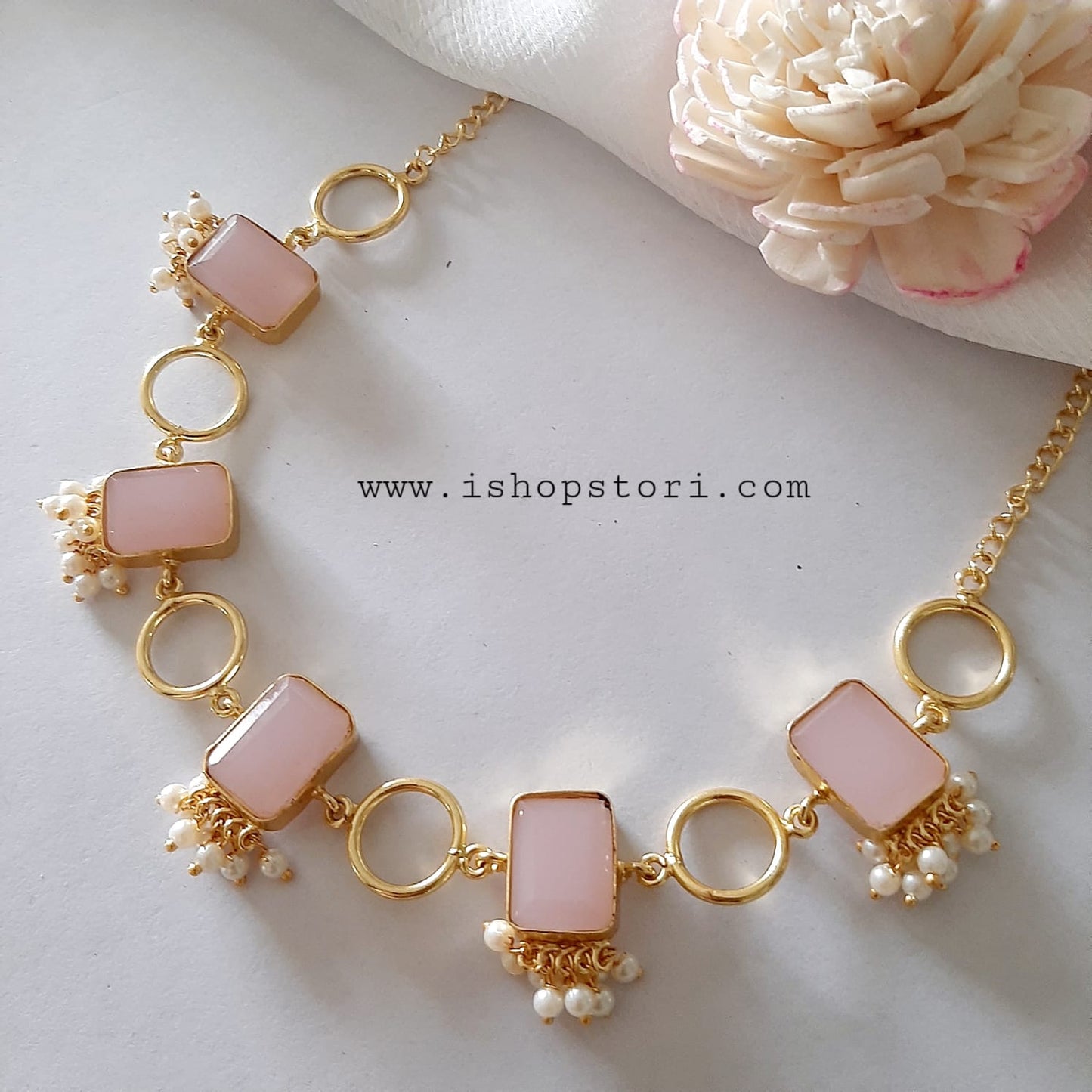 Sindhuja Stone & Hoop Statement Necklace Set