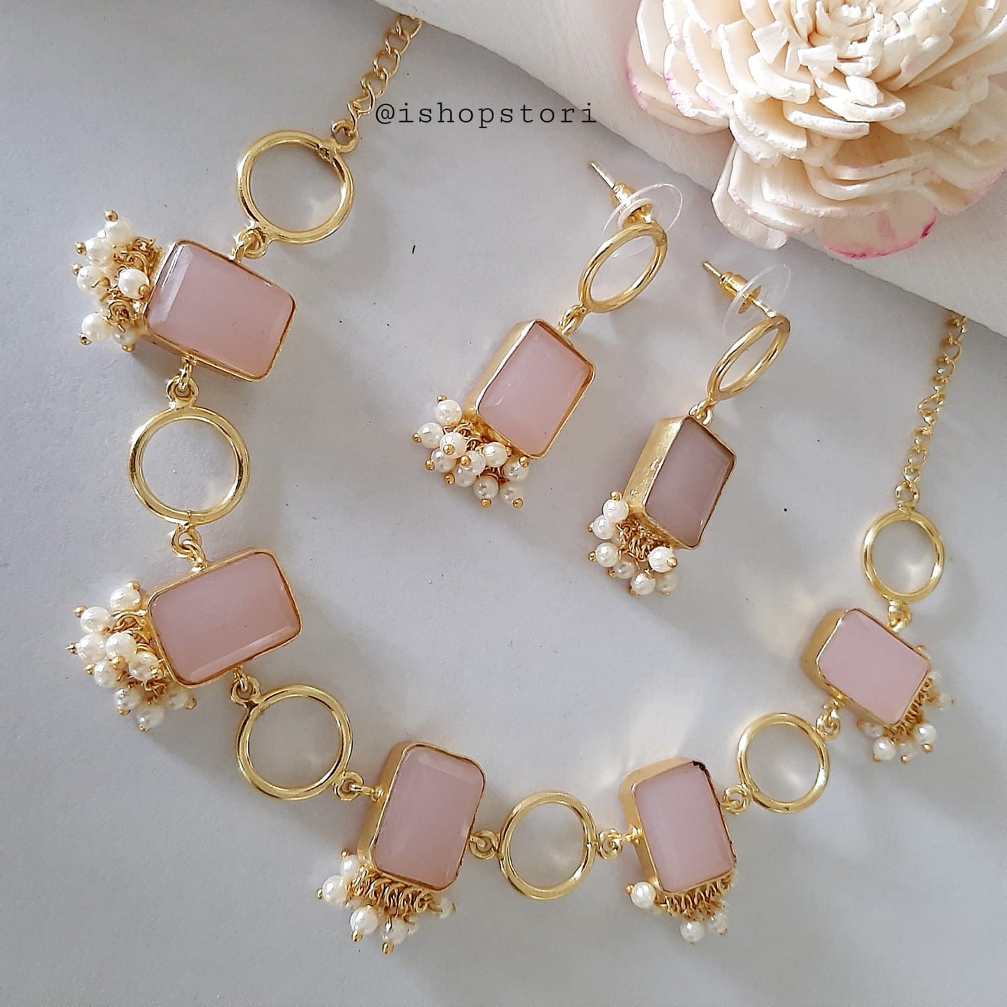 Sindhuja Stone & Hoop Statement Necklace Set