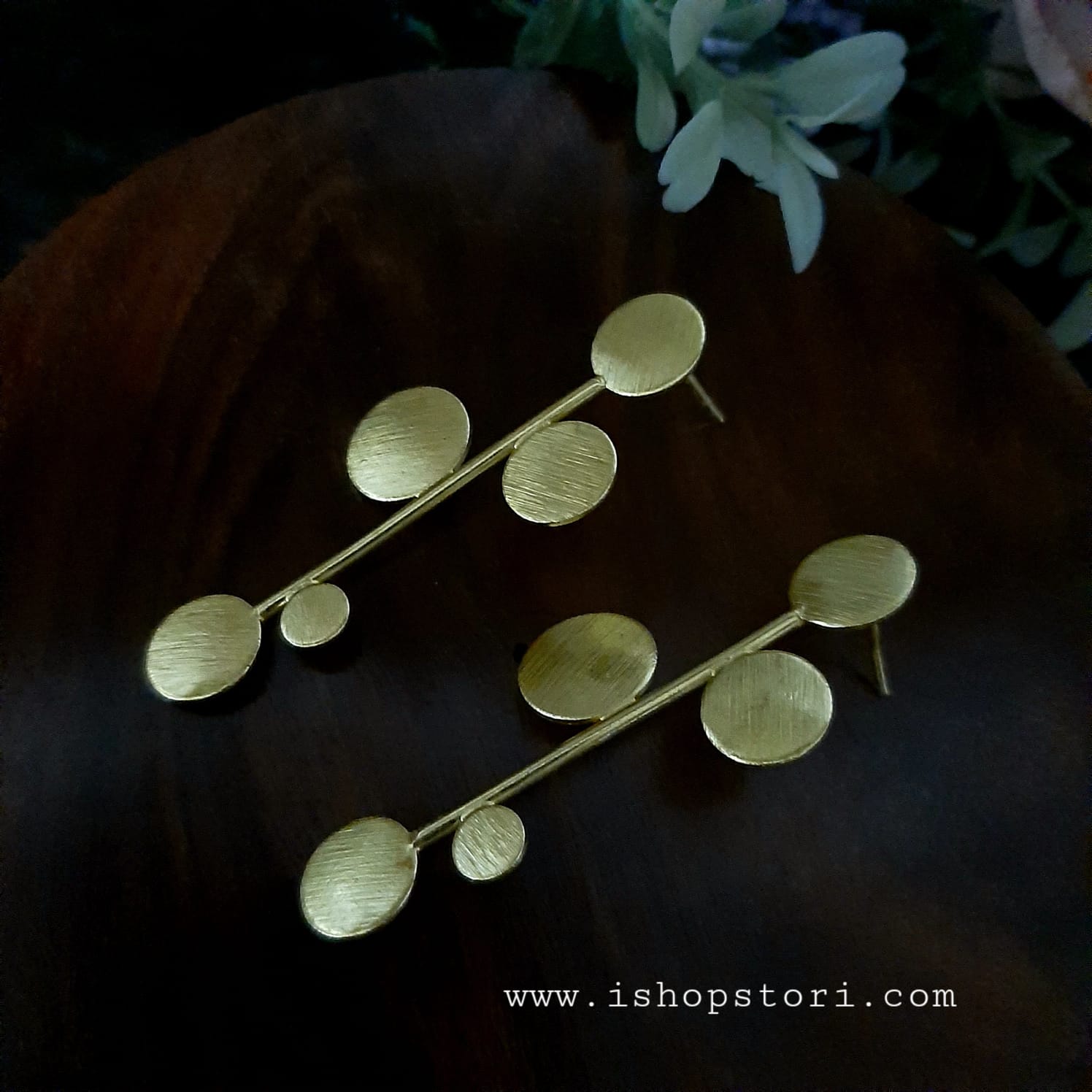 Golden Dots Twig Statement Earrings
