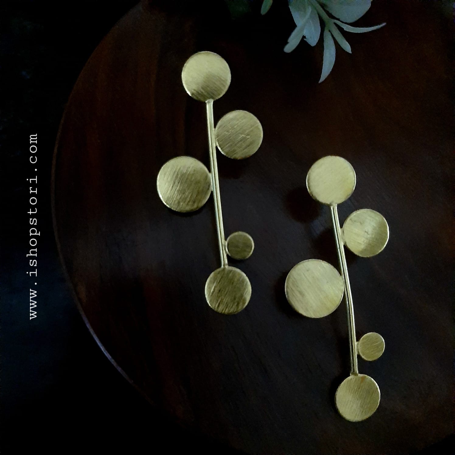Golden Dots Twig Statement Earrings