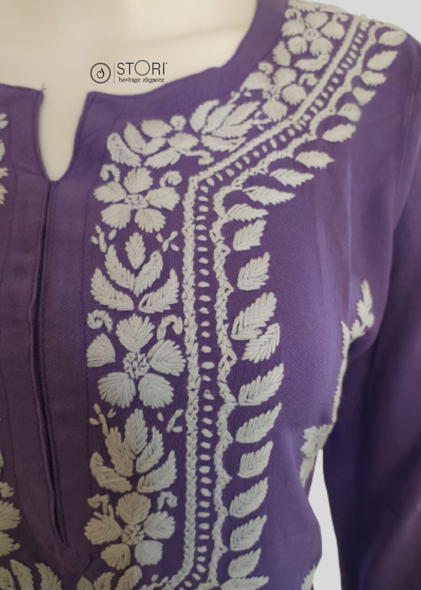Purple Soft Rayon Handcrafted Chikankari Kurti