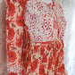 Floral Printed Tomato Red Cotton Chikankari Short Kurti with Dori