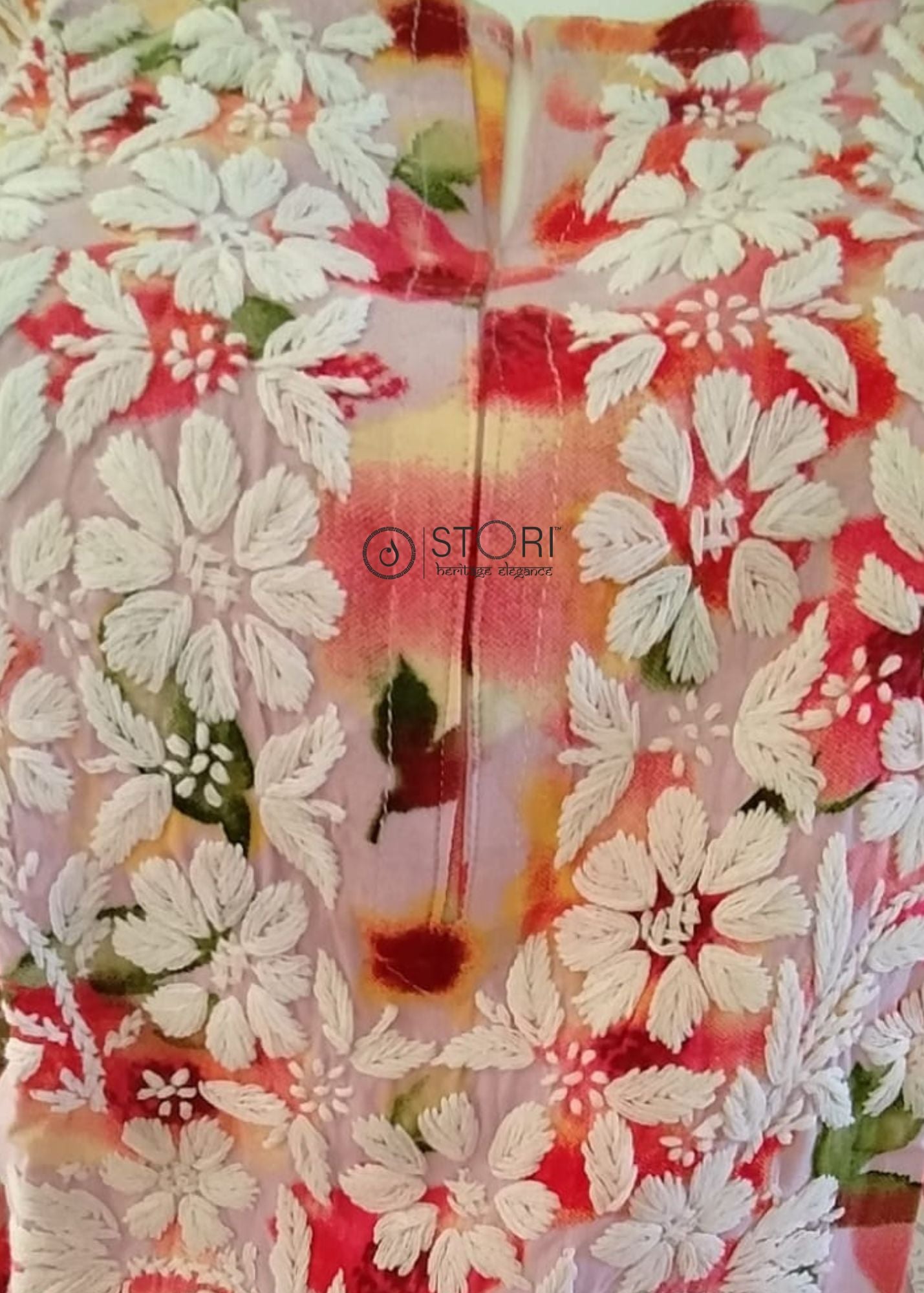 Light Purple Floral Printed Soft Rayon Chikankari Kurti
