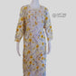 Floral Pale Yellow Cotton Mulmul Chikankari Kurti