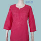 Rose Pink Dobby Cotton Short Chikankari Kurti