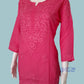 Rose Pink Dobby Cotton Short Chikankari Kurti