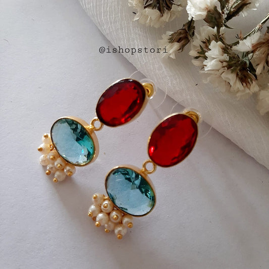 Vanya Glossy Stone Statement Earrings