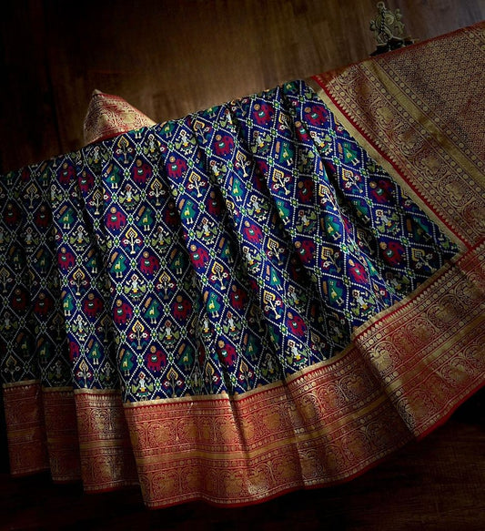 Admiral Blue Woven Patan Patola Pure Silk Saree