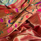 Pastel Green & Blue Banarasi Khaddi Georgette Pure Silk Saree