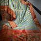 Pastel Green & Blue Banarasi Khaddi Georgette Pure Silk Saree