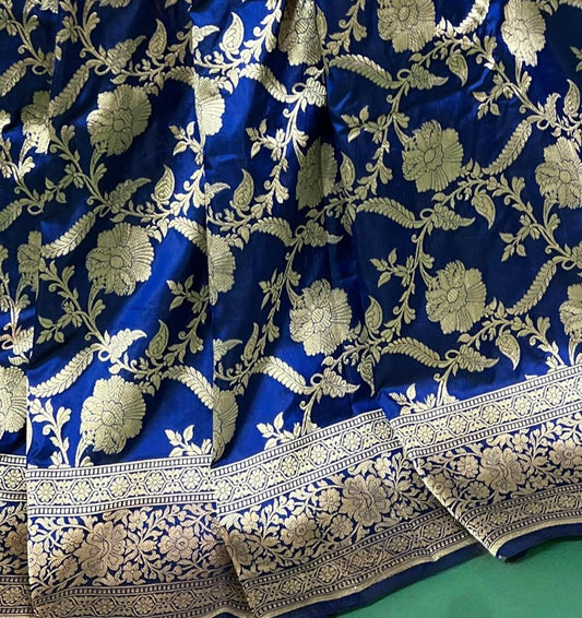Royal Blue Pure Banarasi Katan Silk Saree