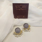 Nandini Half Pearls Raw Stone Earrings