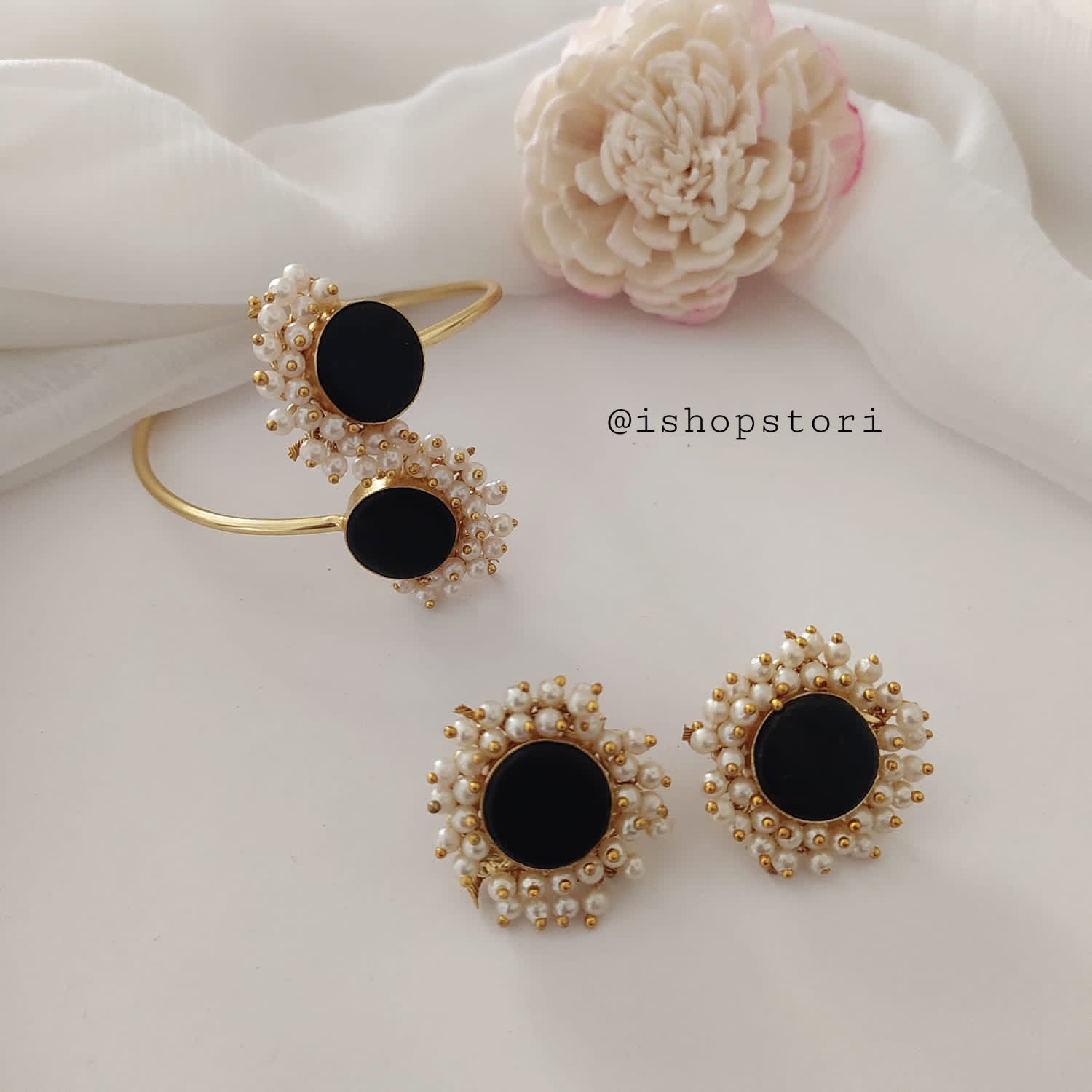 Stunning Nandini Raw Stone Earrings & Bracelets Combo Set for stylish women.
