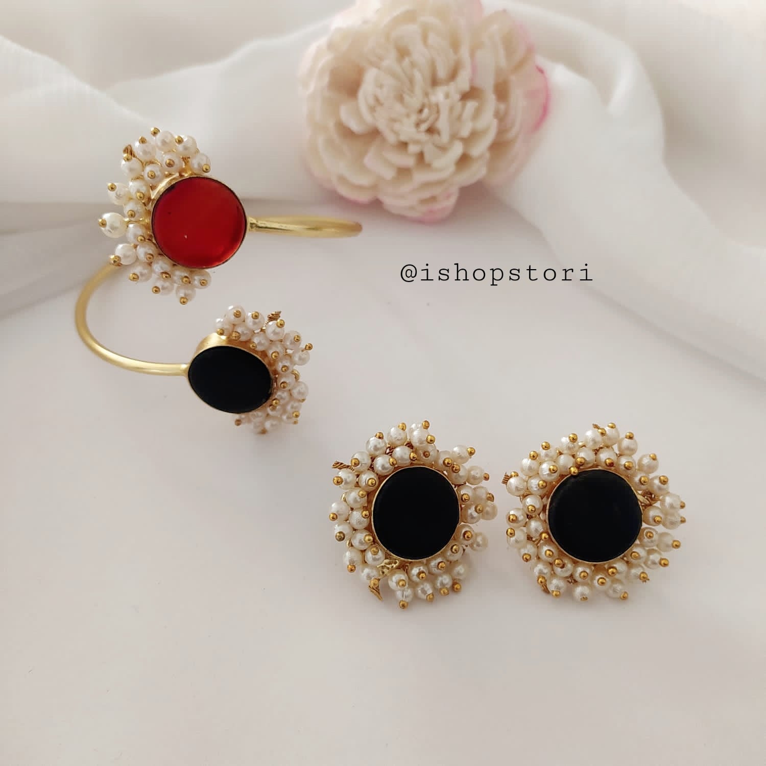 Stunning Nandini Raw Stone Earrings & Bracelets Combo Set for stylish women.