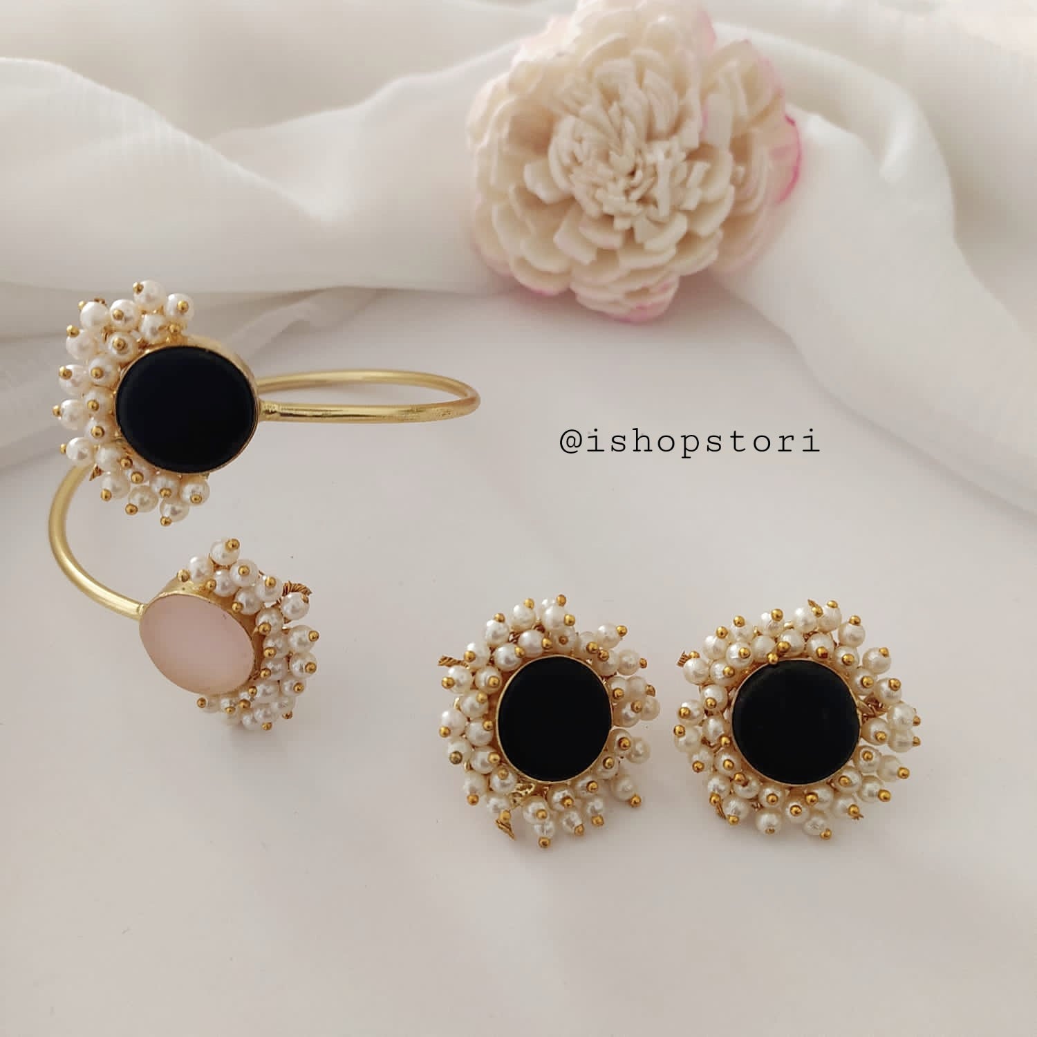 Stunning Nandini Raw Stone Earrings & Bracelets Combo Set for stylish women.