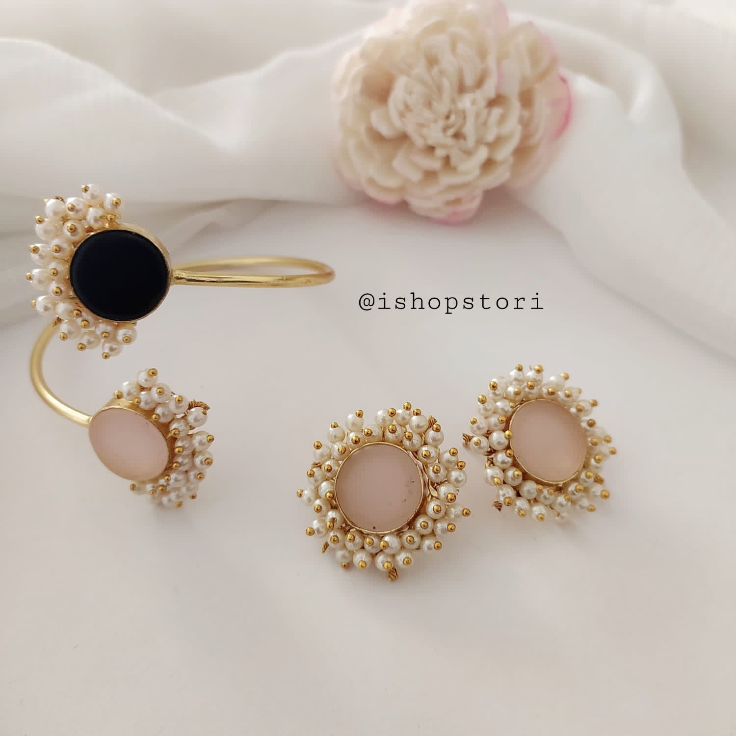 Stunning Nandini Raw Stone Earrings & Bracelets Combo Set for stylish women.