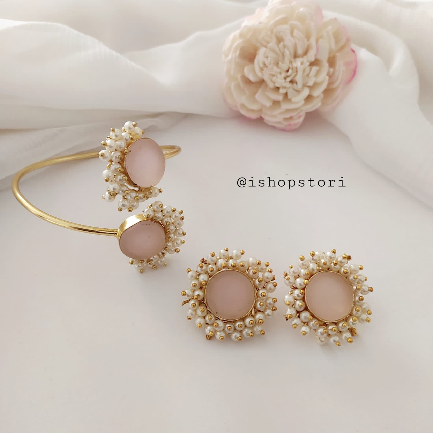 Stunning Nandini Raw Stone Earrings & Bracelets Combo Set for stylish women.