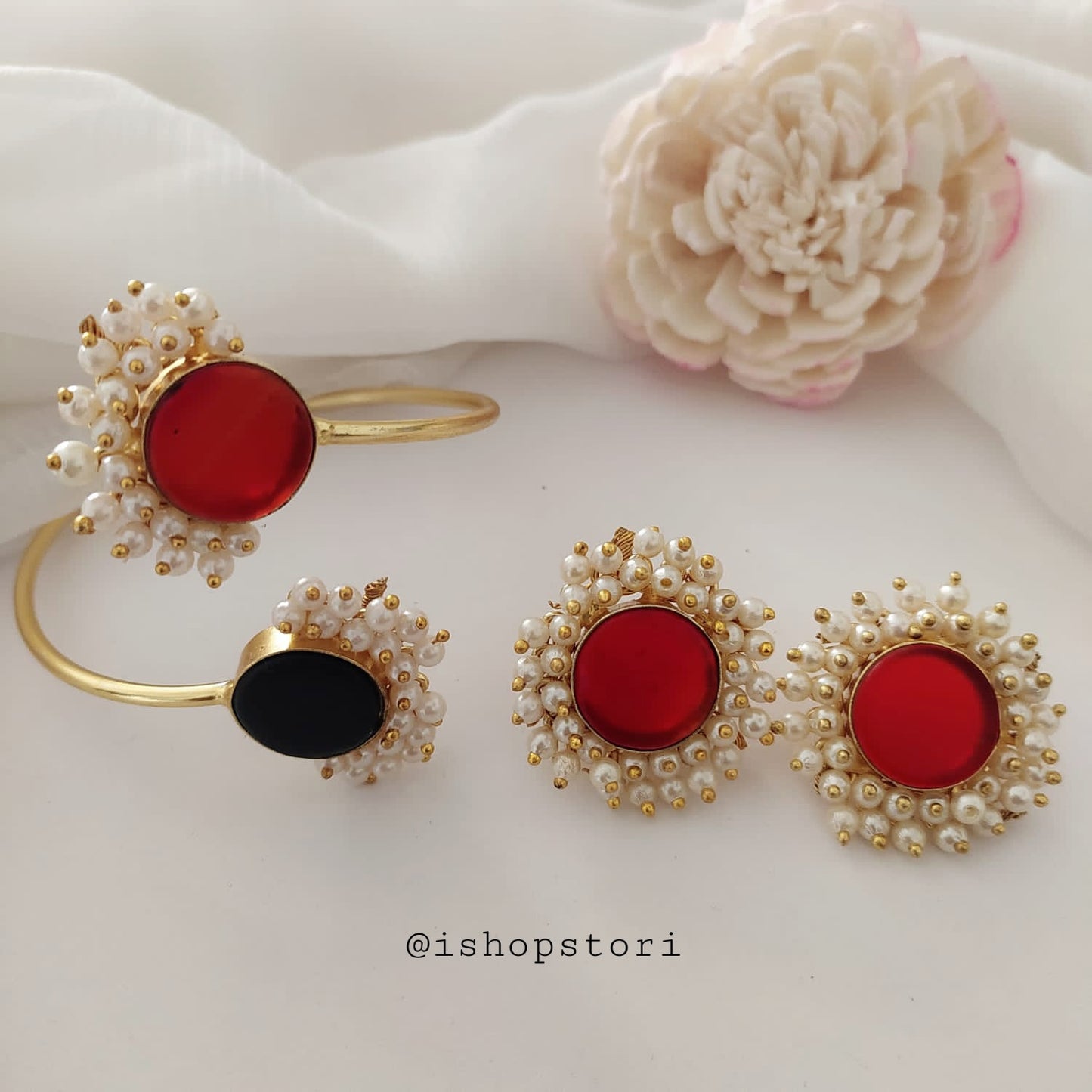 Stunning Nandini Raw Stone Earrings & Bracelets Combo Set for stylish women.