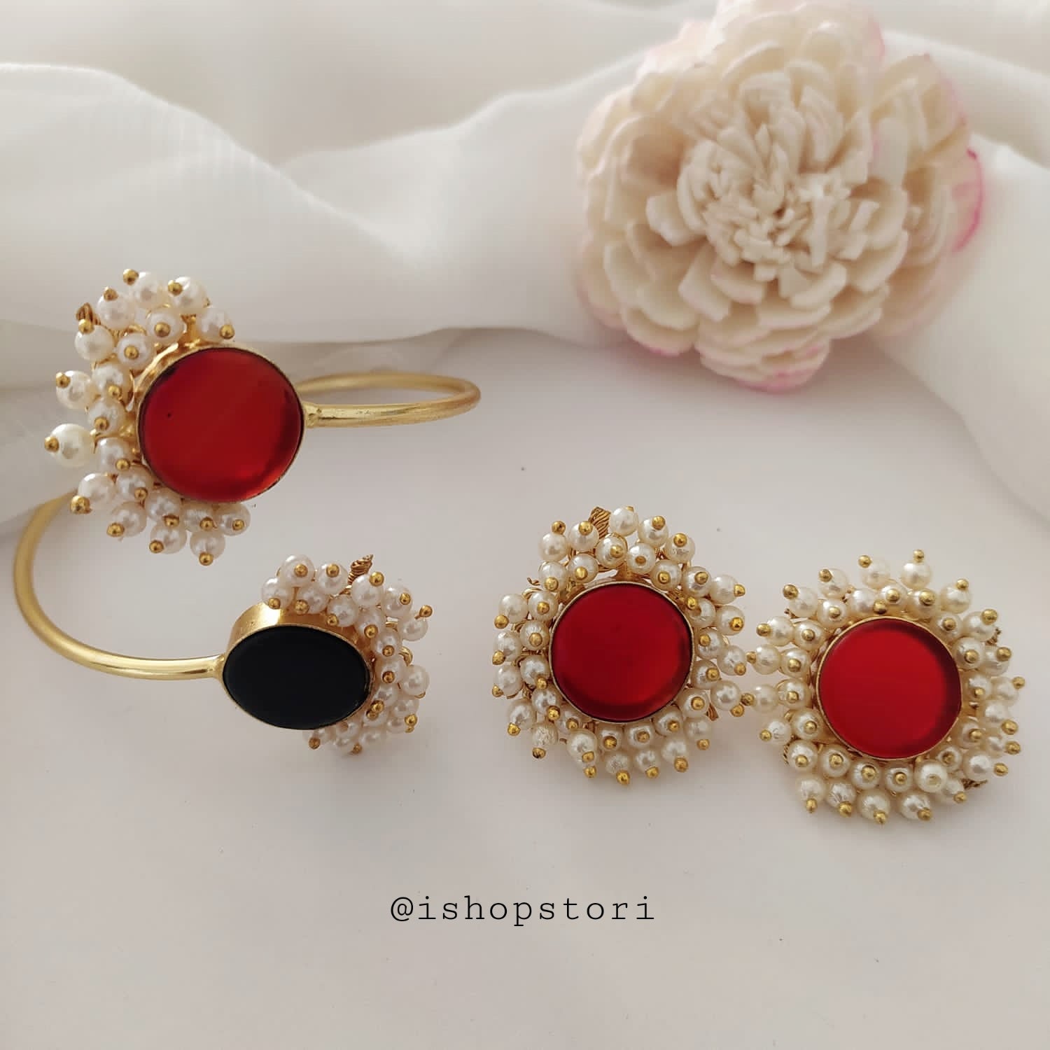 Stunning Nandini Raw Stone Earrings & Bracelets Combo Set for stylish women.