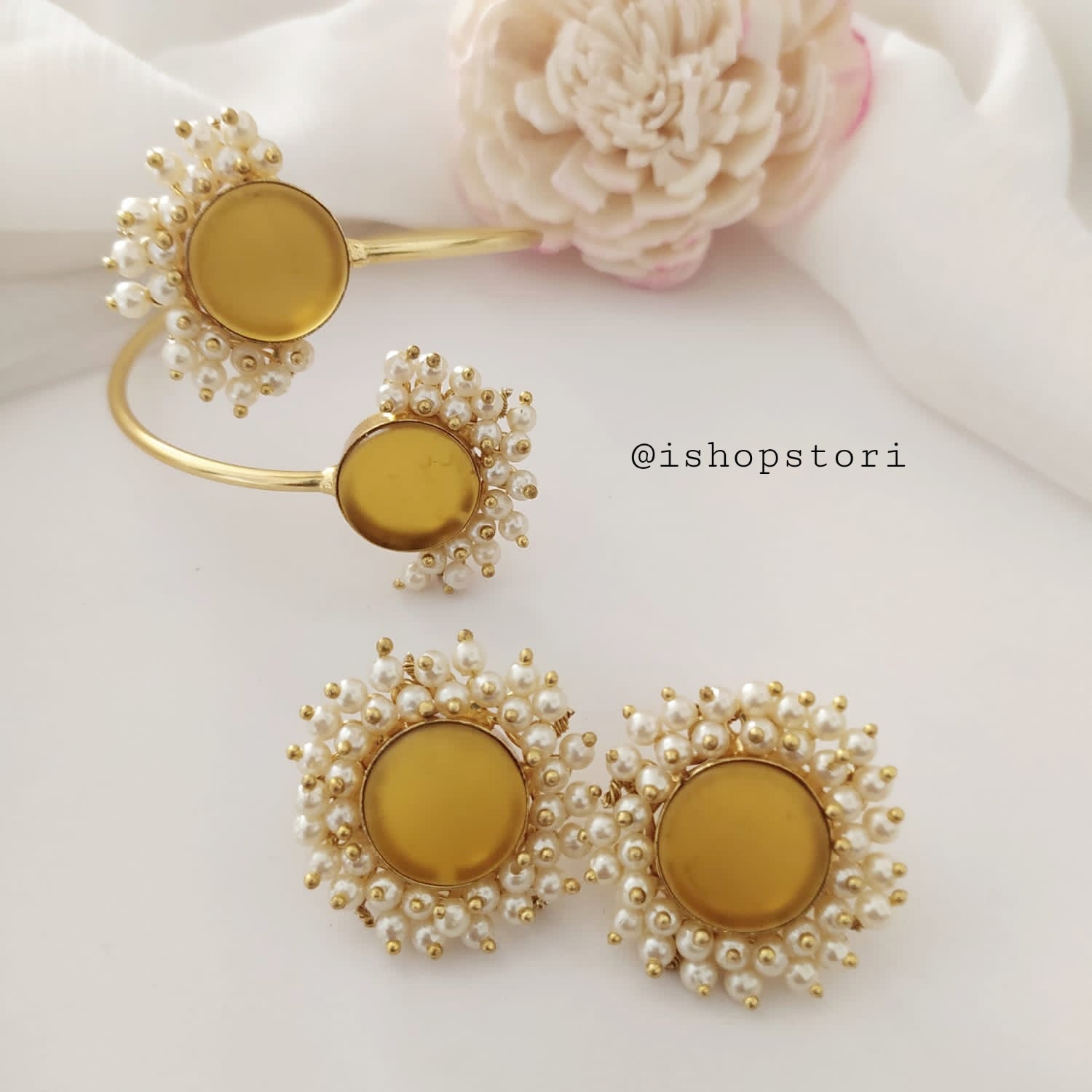 Stunning Nandini Raw Stone Earrings & Bracelets Combo Set for stylish women.