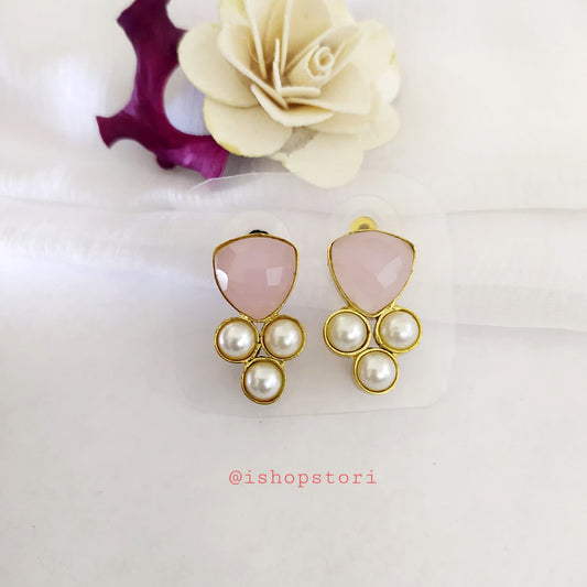 Trikya Natural Pearl & Stone Earrings