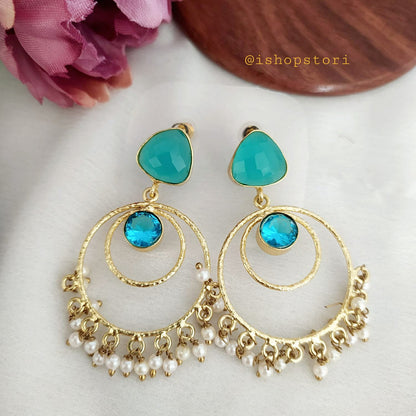 Mira Stone & Pearls Chandbalis Earrings