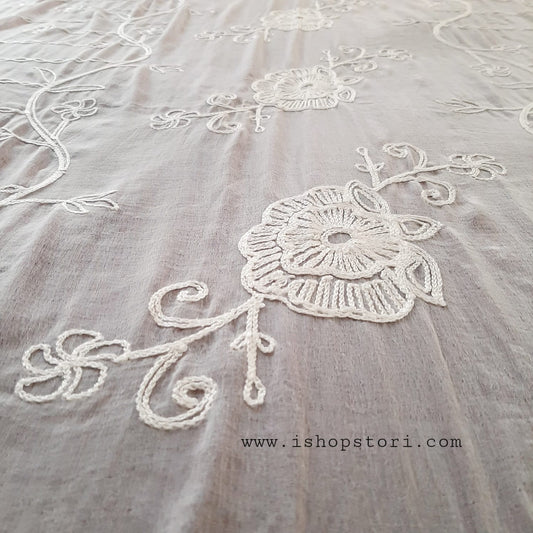 Embroidered Floral Jaal Chiffon Lucknowi Chikankari Dupatta