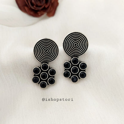 Sahastra Spiral Oxidized Earring Studs - Best Seller!
