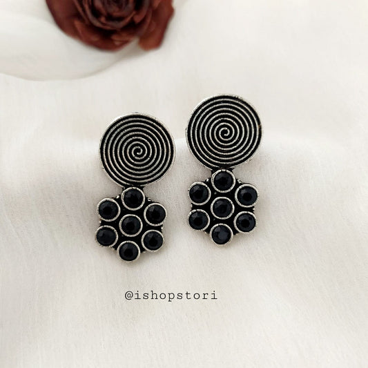 Sahastra Spiral Oxidized Earring Studs - Best Seller!