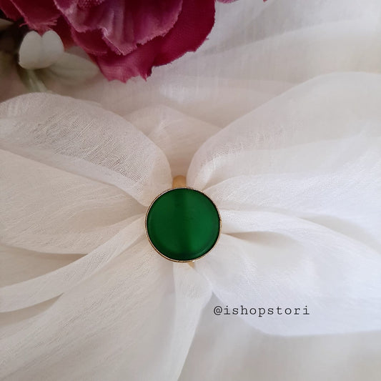 Lahini Round Single Raw Stone Finger Ring