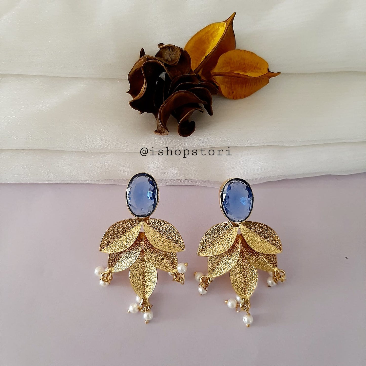 Myra Golden Petals & Stone Earrings